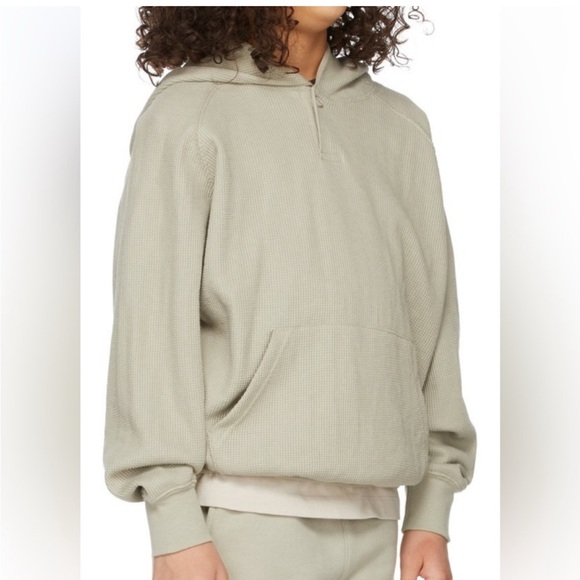 Fear Of God Essentials Seafoam Green Waffle Henley Hoodie Size 14/16 - Picture 3 of 11
